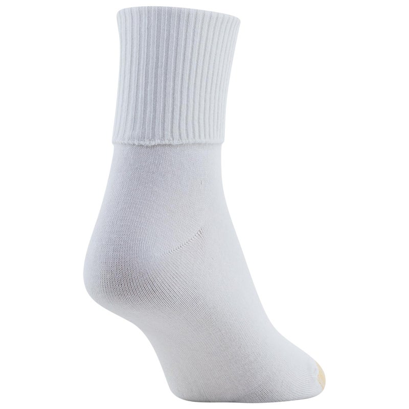 GOLDTOE Women's Classic Turn Cuff Socks, Multipairs, White (6-Pairs), Shoe Size: 6-9 - Image 4